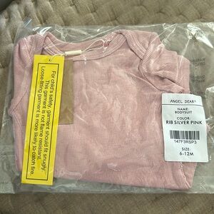 Angel Dear bodysuit rib silver pink 6-12M